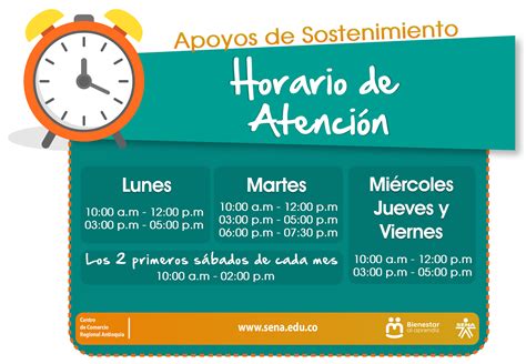 sga sena|Horario de atención: lunes a viernes de 8:00 am a 5:30 pm .